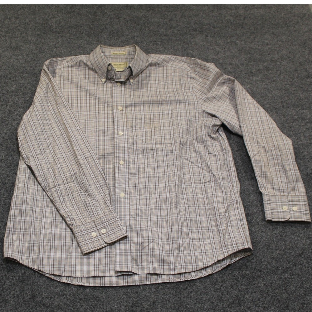 Eddie Bauer Mens Plaid Long Sleeve Button Down Shirt Wrinkle Resistant Size L‎